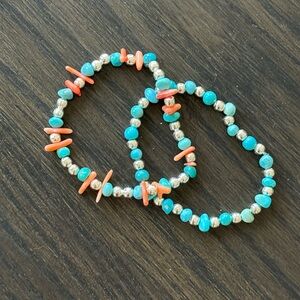 Turquoise and Coral Beaded Bracelets
